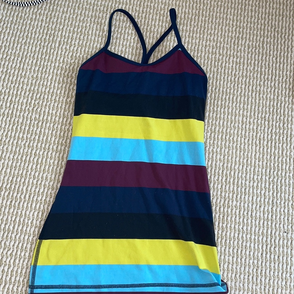 Size 2 striped spaghetti strapped Lulu lemon tank